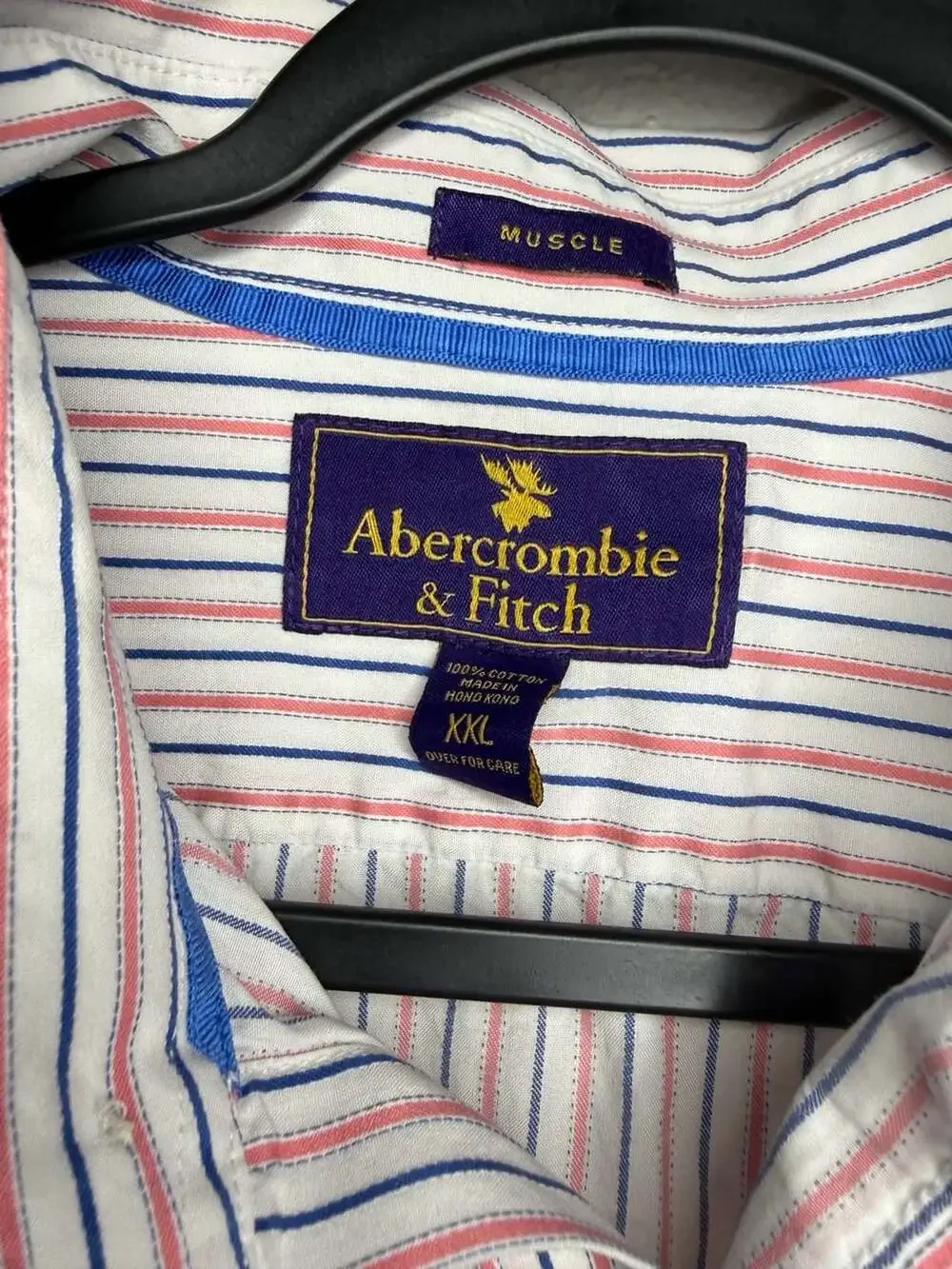 Abercrombie & Fitch Muscle Fit Striped Long Sleeve Button Down Shirt XXL